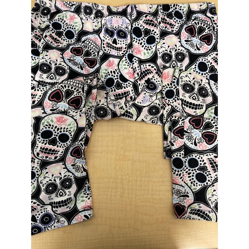 No Boundaries Sugar Skull Leggings XL 15-17 Day of the Dead Halloween Black